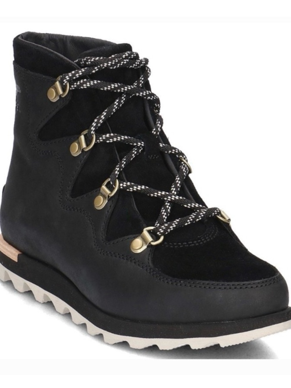 Sorel Sneakchic Alpine Boots Shearling Lace Up Comfort Ankle Top Black Sz 8 EUC!